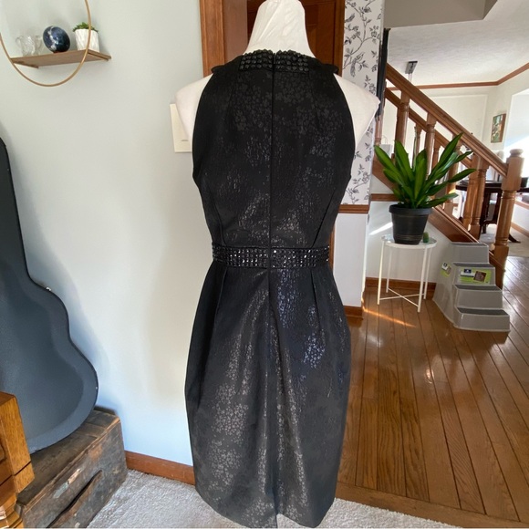 Carmen Marc Valvo Collection shimmer little black dress beaded neckline size 4 - Picture 6 of 10